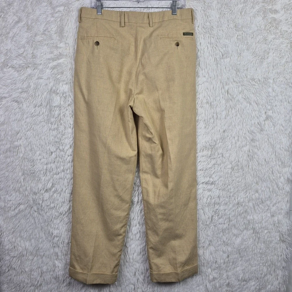 Dockers Class A Pants Mens 38x32 (Fits 34x30)‎ Tan Cotton Linen Old Money Resort